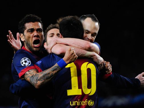Barcelona celebrate at the Nou Camp