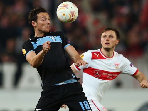 Libor Kozak and William Kvist battle for the ball