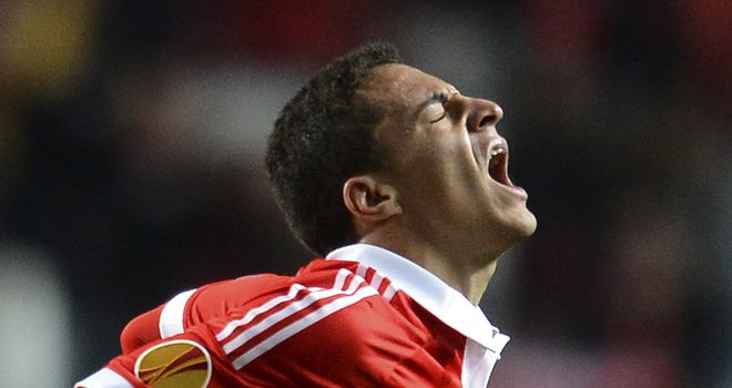 Rodrigo celebrates the games' only goal for Benfica