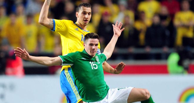 Ciaran Clark: In action against Zlatan Ibrahimovic