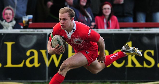 Salford's Jack Murphy scores a try during the draw at Wakefield