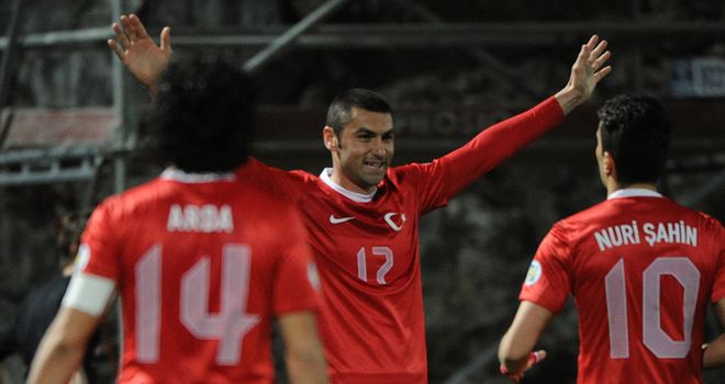 Burak Yilmaz: Celebrates after scoring against Andorra