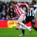 The Potters striker is then challenged by Cheick Tiote..