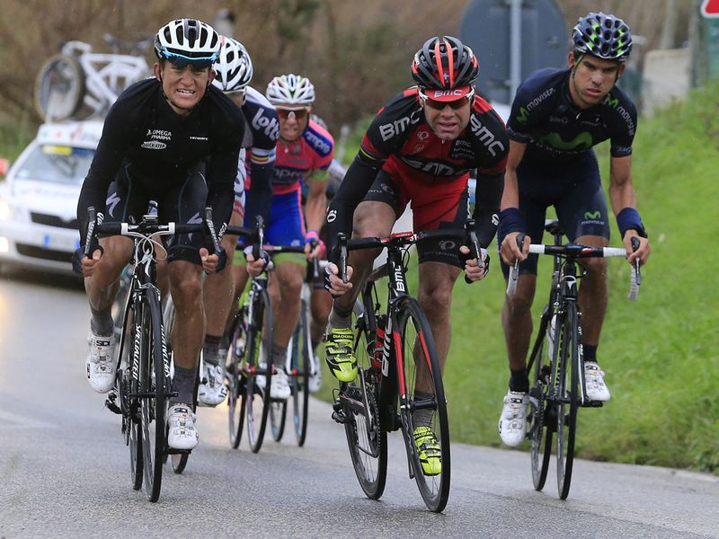 Cadel Evans drove the second chase group forward, the peloton in pieces