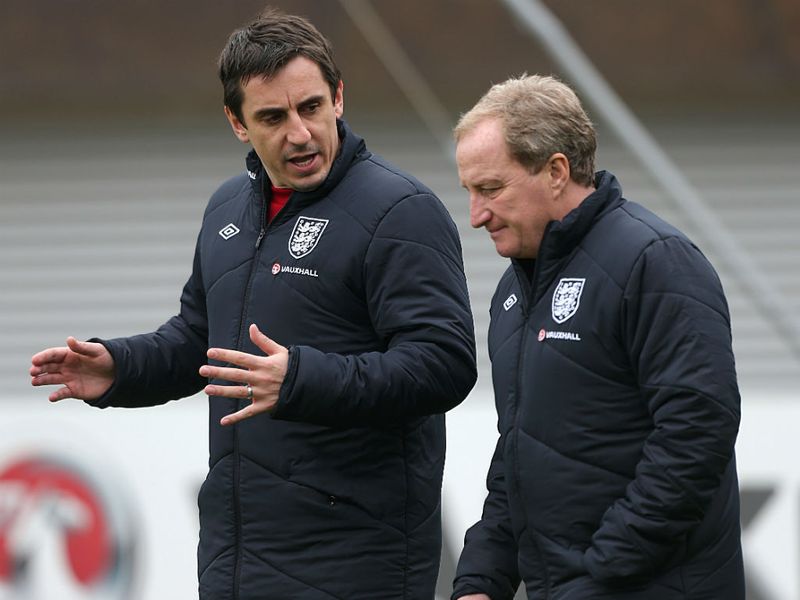 Sky Sports pundit Gary Neville imparts his wisdom on Ray Lewington.