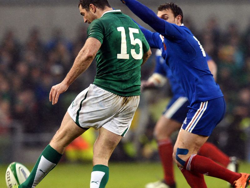 Taking aim: Rob Kearney kicks the ball