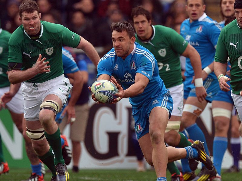 Well held! Italy's flanker Simone Favaro catches the ball