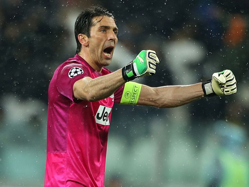 Gianluigi Buffon shows his delight