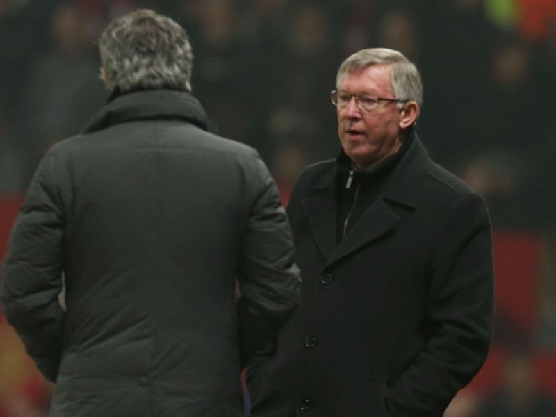 Jose Mourinho and Sir Alex Ferguson discuss Nani's controversial red card which has left Manchester United in a precarious position.