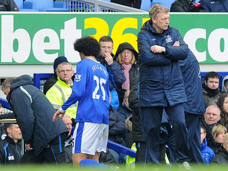 Marouane Fellaini is substituted on a forgettable afternoon for Everton