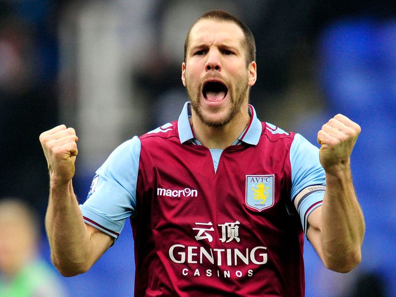 Ron Vlaar celebrates Aston Villa's vital 2-1 victory over Reading