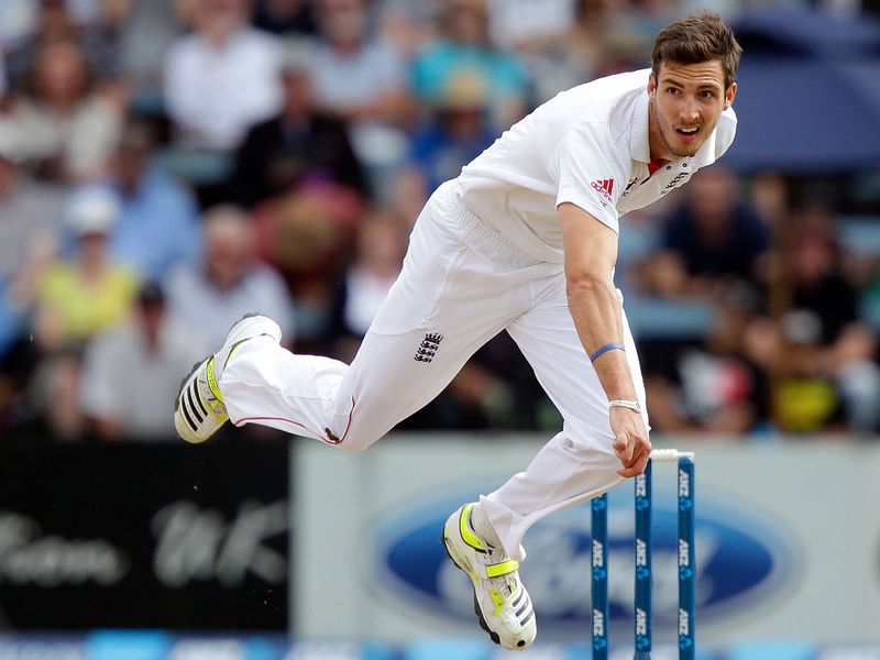 Steve Finn took two wickets, those of Brendon McCullum and Tim Southee.