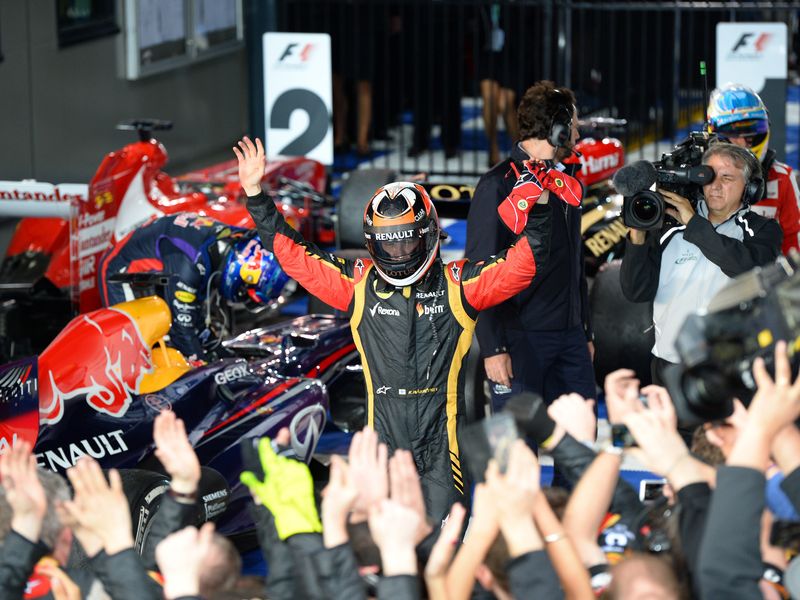 Kimi Raikkonen celebrates victory in Australia