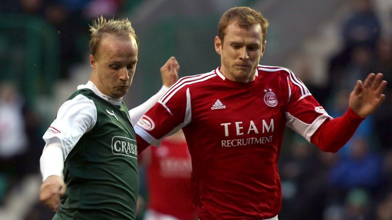 Leigh Griffiths (left) carried Hibs most potent attacking threat against Aberdeen