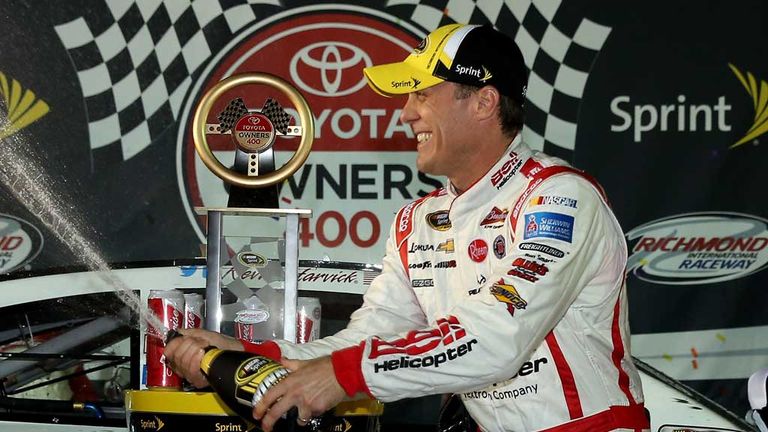 Kevin Harvick celebrates after his victory at Richmond