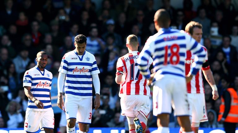 QPR players show their disappointment in 2-0 home defeat to Stoke