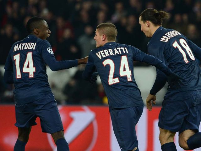 Blaise Matuidi (l) celebrated after PSG drew level