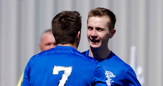 Robbie Crawford celebrates his goal against East Stirling