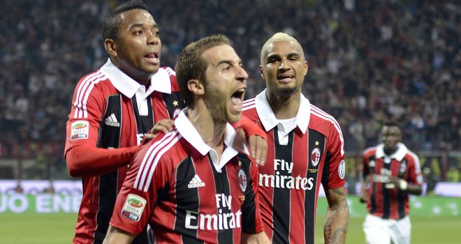 Flamini celebrates his goal but was later sent off