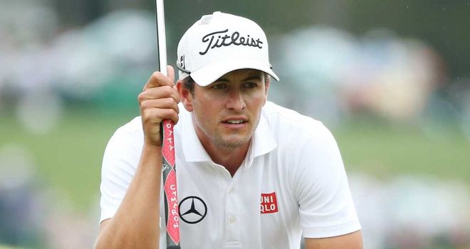 Adam Scott with the long putter that won him the Masters