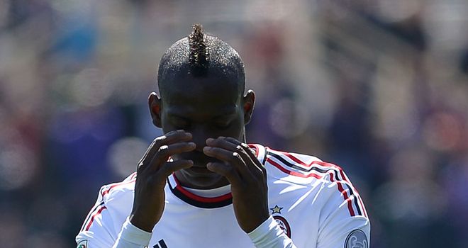 AC Milan's Mario Balotelli shows his frustration