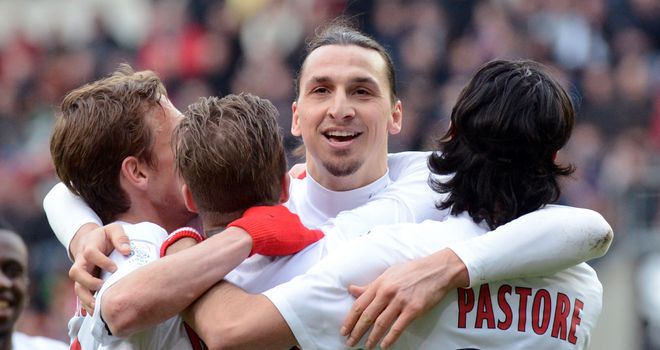 Zlatan Ibrahimovic leads the PSG celebrations