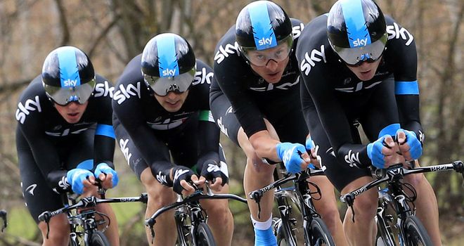 Team Sky beat Astana by 13 seconds