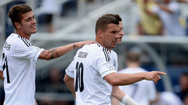 Lukas Podolski: Celebrates quick opener