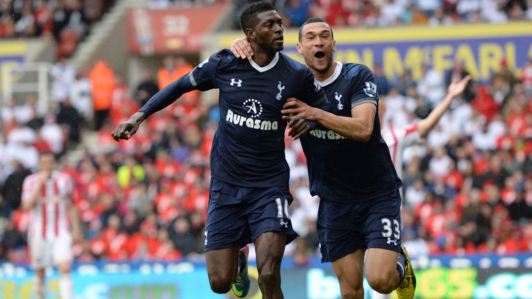 Emmanuel Adebayor: Celebration time after grabbing the headlines