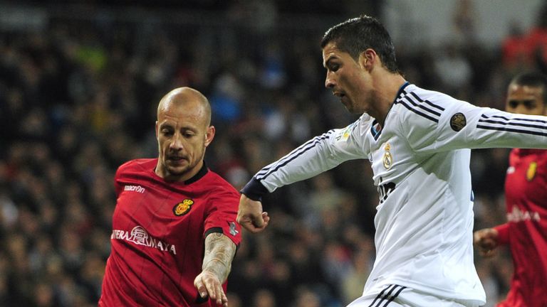 Alan Hutton in action against Cristiano Ronaldo for Real Mallorca