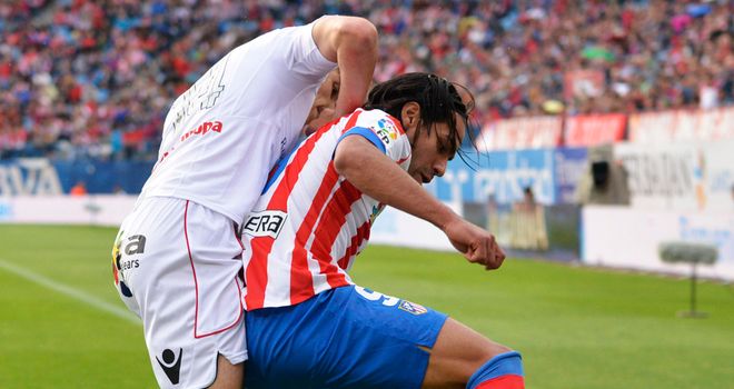 Radamel Falcao protects the ball