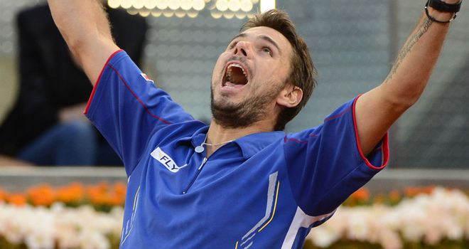 Stanislas Wawrinka: Celebrates after reaching Madrid Masters final