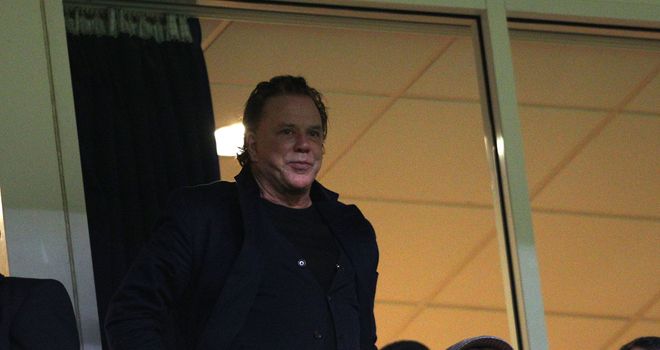 Mickey Rourke: Looks on before the match between Crusaders and Salford at the Millennium Stadium in 2011