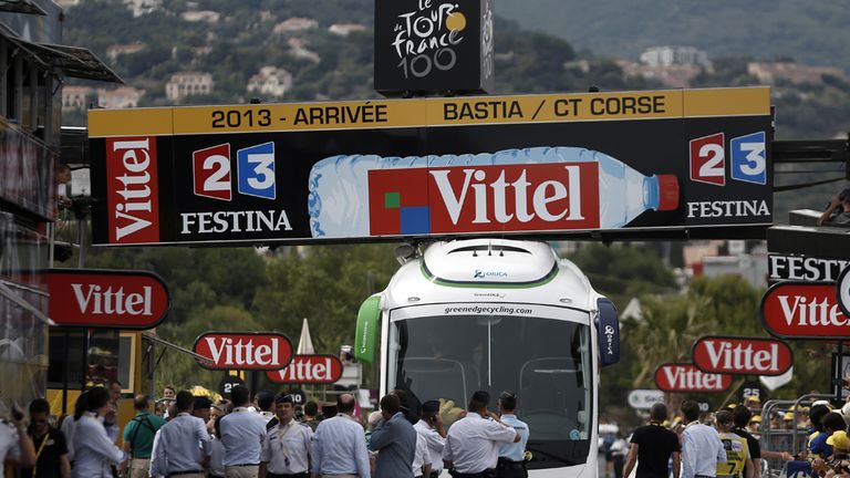 Confusion abounded after the Orica-GreenEdge bus was trapped
