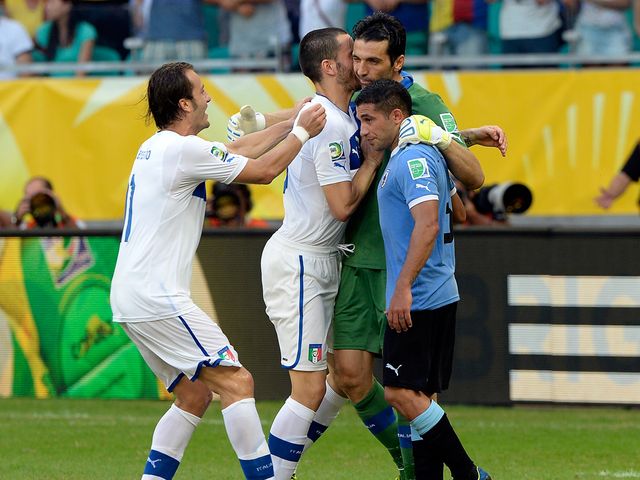 Italy and Buffon celebrate their win
