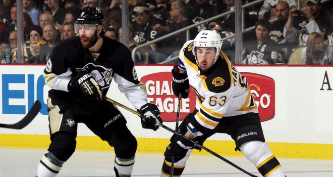 Brad Marchand (right): Scored twice to help the Boston Bruins go 2-0 up in the series