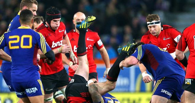 Ma'a Nonu tackles Tom Marshall in Dunedin