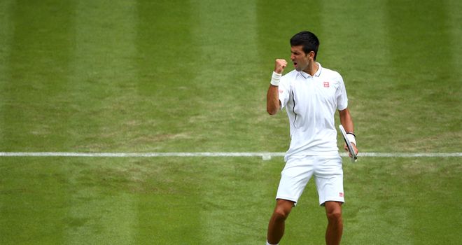 Novak Djokovic: Serb celebrates during first-round win