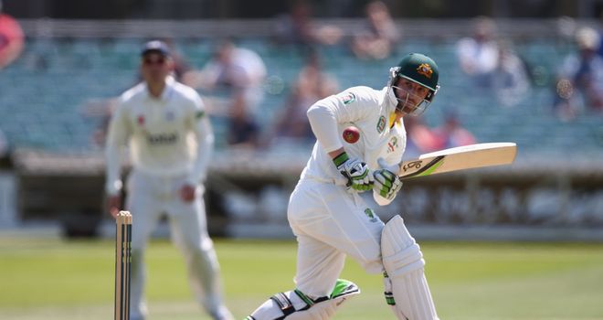 Phil Hughes: Waded in with 47 on day one of the tour match against Gloucestershire