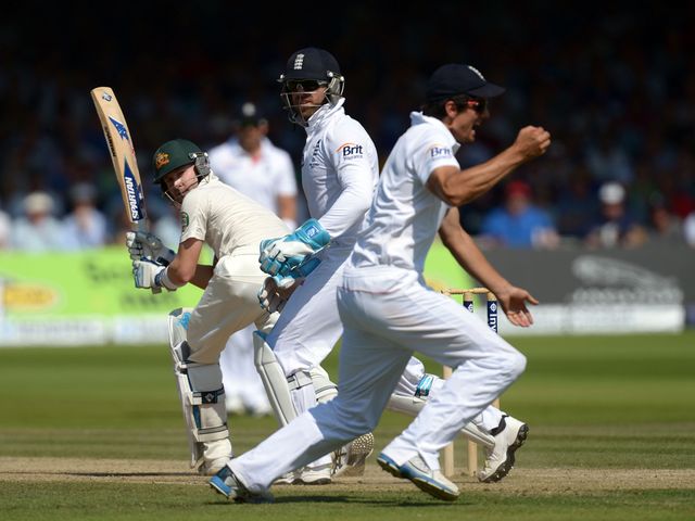 Alastair Cook catches Michael Clarke on day four at Lord's