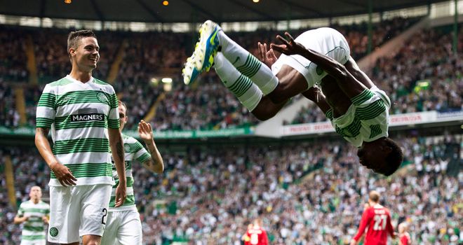Efe Ambrose: Celtic defender celebrates in style after scoring against Cliftonville