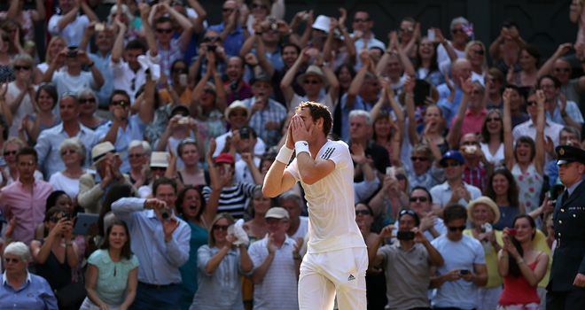 Murray: celebrates in front of an adoring crowd