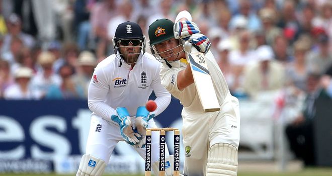 Brad Haddin in action in the first Ashes Test at Trent Bridge