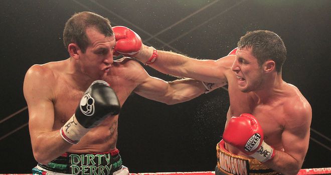 Derry Mathews (L): Landed the great equaliser to ends Coyle's ambitions (Pic Lawrence Lustig)
