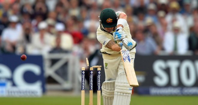 Michael Clarke: Australia captain bowled by James Anderson