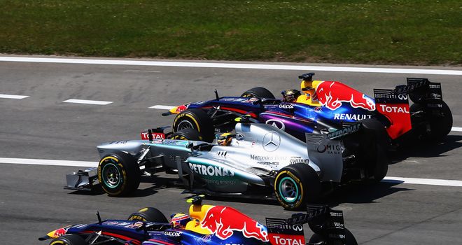 Lewis Hamilton: Lost the lead of the race to the two Red Bulls into the first corner
