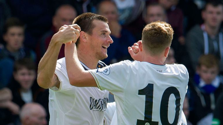 Lee McCulloch (l): Celebrates his goal against Stranraer