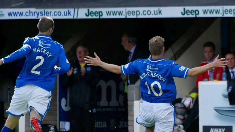 David Wotherspoon (r): Celebrates scoring St Johnstone's second goal