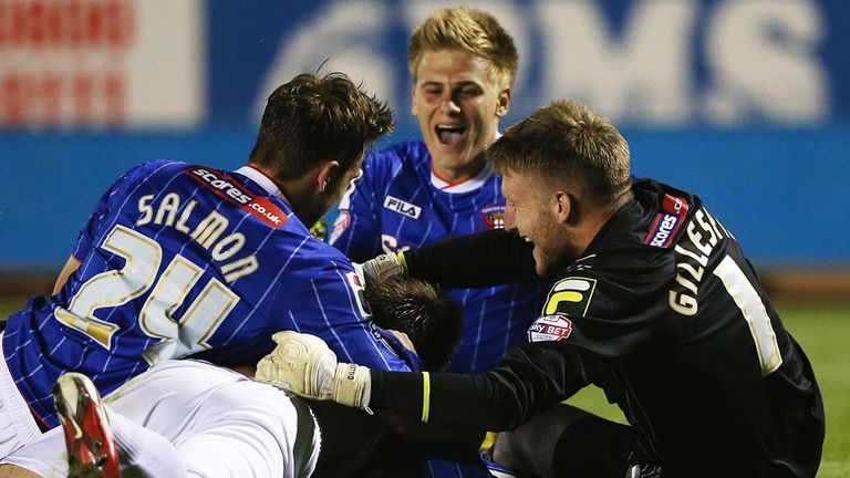 Carlisle players celebrate a thrilling success