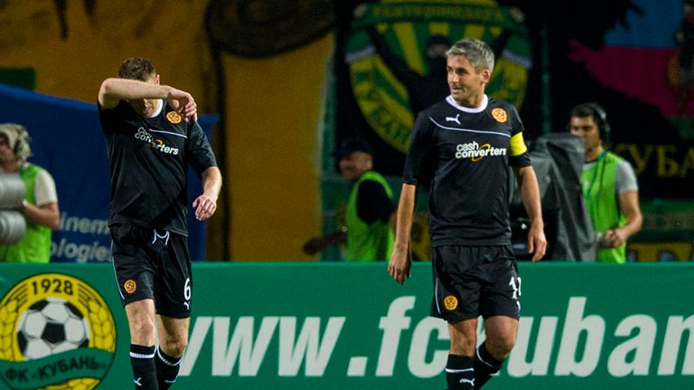 Stephen McManus (left) reacts after scoring an own goal